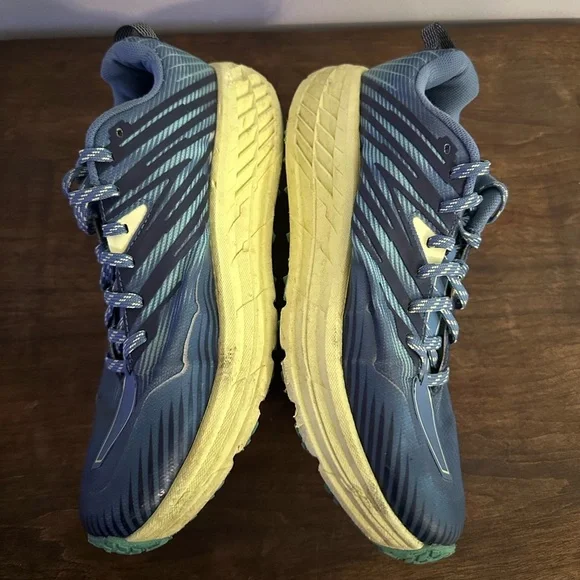 Hoka Speedgoat 4 Shoes Womens 10 Blue Daily Trail Woods Hiking Terrain Vibram - Picture 5 of 9